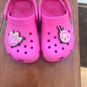 CROCS Kids Bright Pink Clogs with Fun Charms